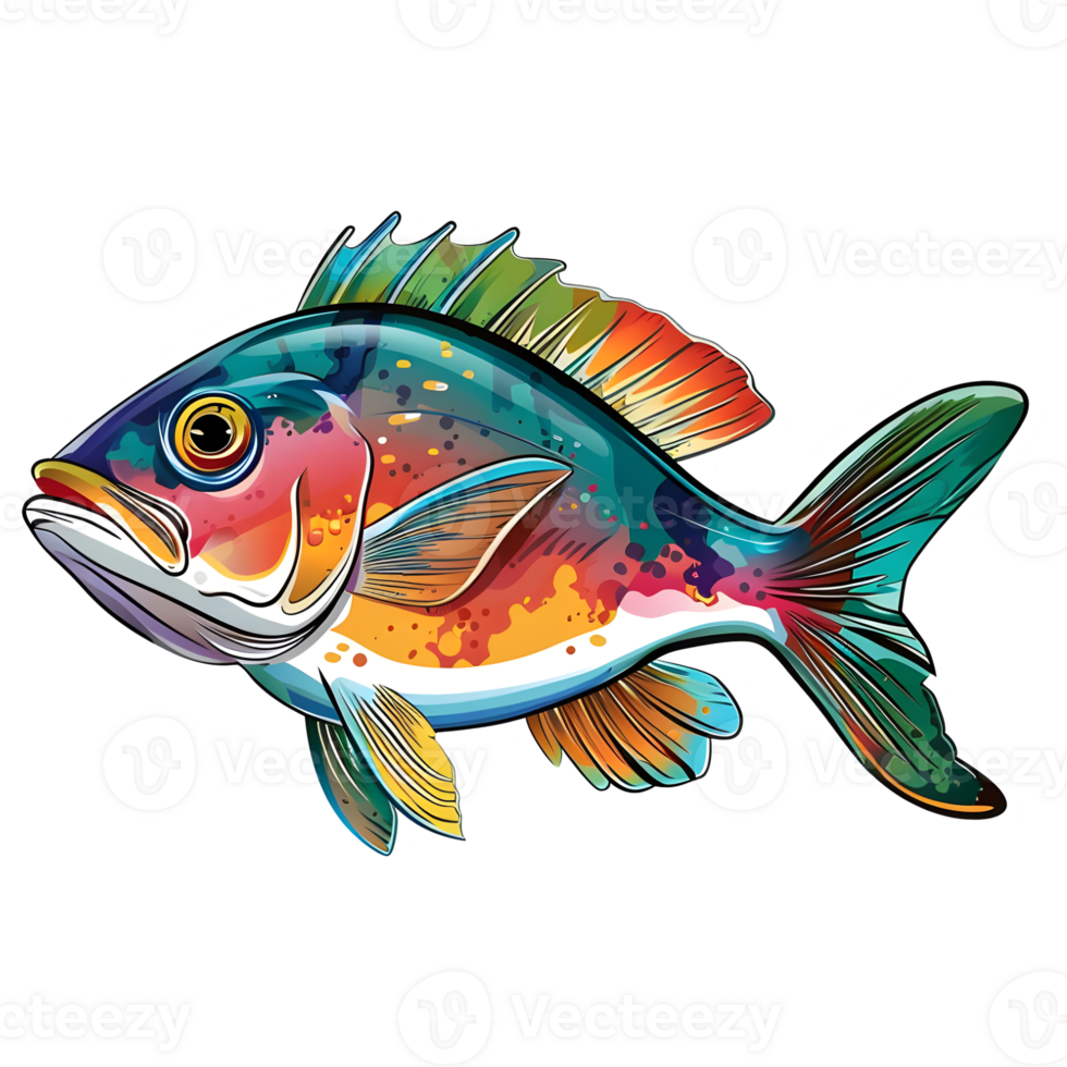 AI generated Sticker of a Colorful Ocean Fish On a Transparent Background - Ai Generated png