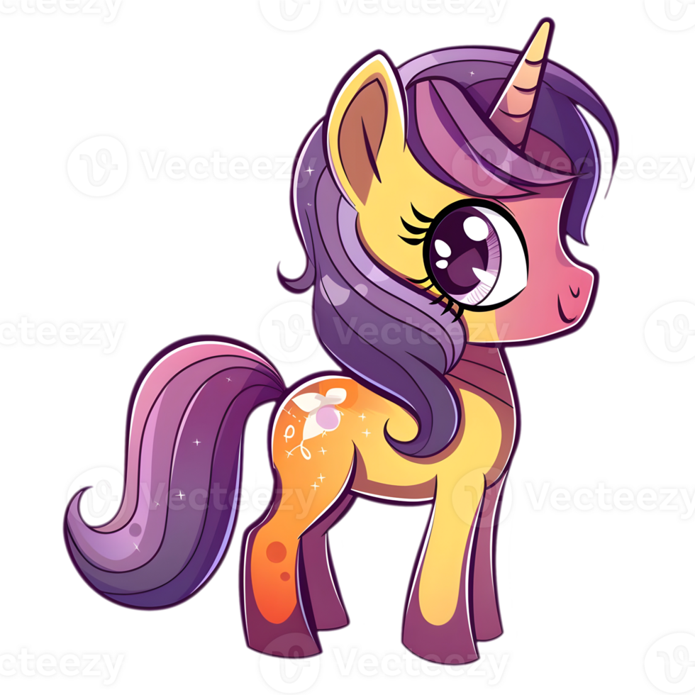 AI generated Sticker of a Cute Pony On a Transparent Background - Ai Generated png
