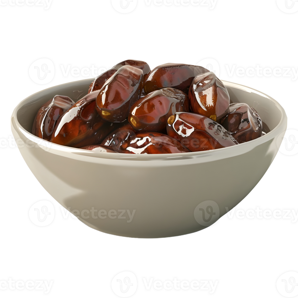 AI generated 3D Rendering of a Dates in a Bowl on Transparent Background - Ai Generated png