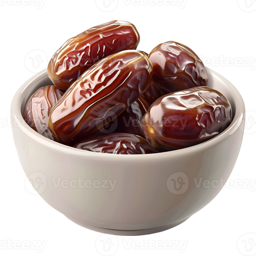 AI generated 3D Rendering of a Dates in a Bowl on Transparent Background - Ai Generated png