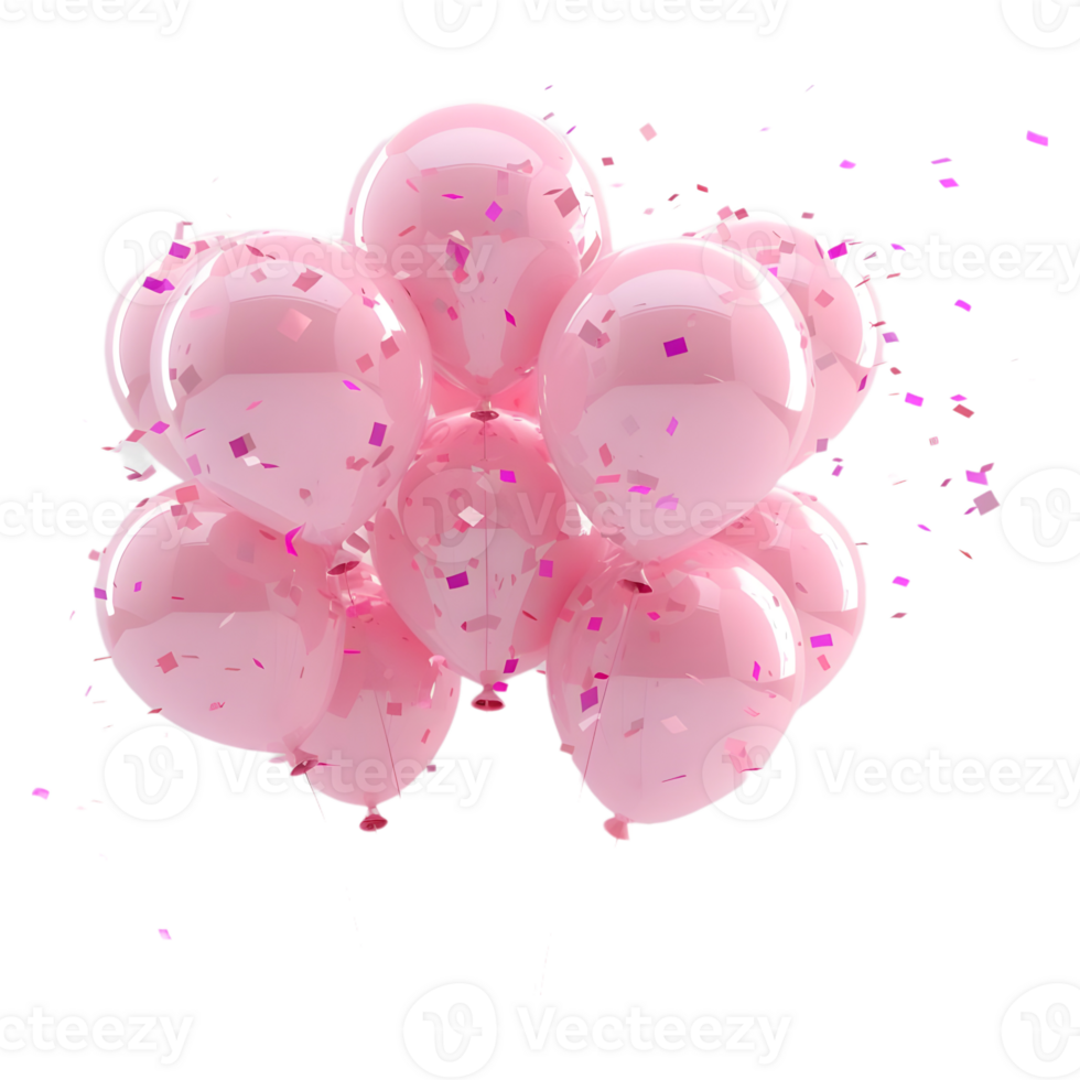 AI generated 3D Rendering of a Pink Celebration Balloons on Transparent Background - Ai Generated png