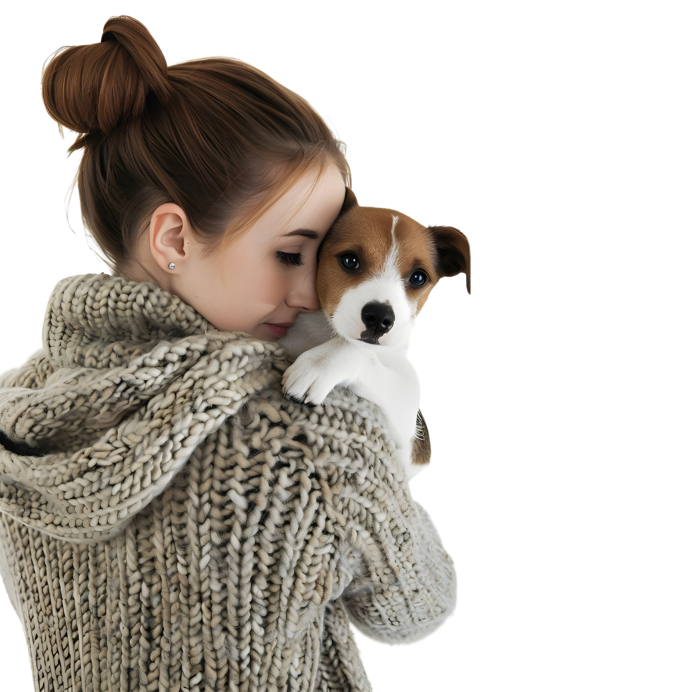 AI generated Woman Holding Dogs in Her Arms on Transparent background - Ai Generated png