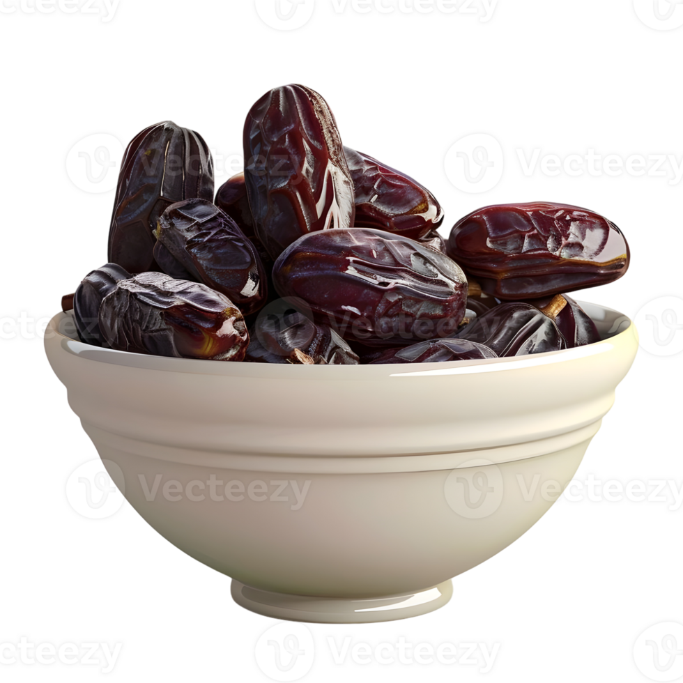AI generated 3D Rendering of a Dates in a Bowl on Transparent Background - Ai Generated png