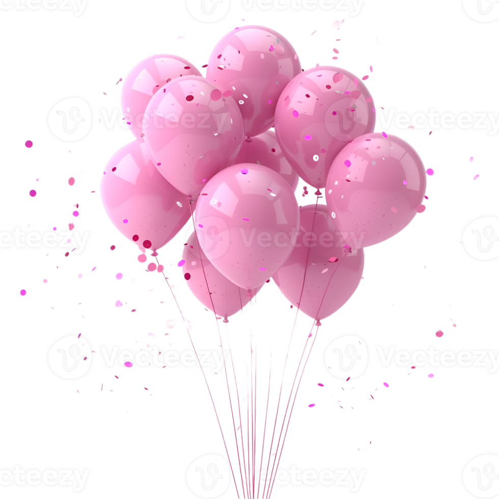 AI generated 3D Rendering of a Pink Celebration Balloons on Transparent Background - Ai Generated png