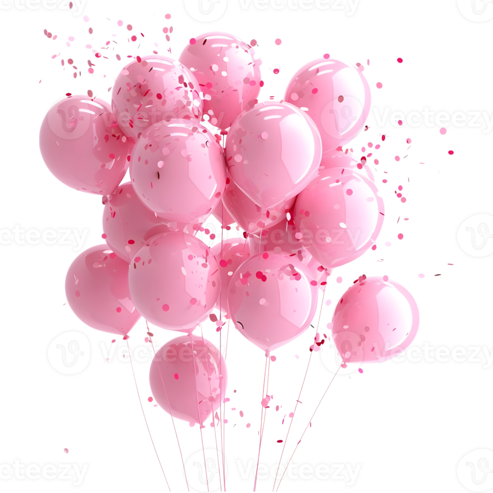 AI generated 3D Rendering of a Pink Celebration Balloons on Transparent Background - Ai Generated png