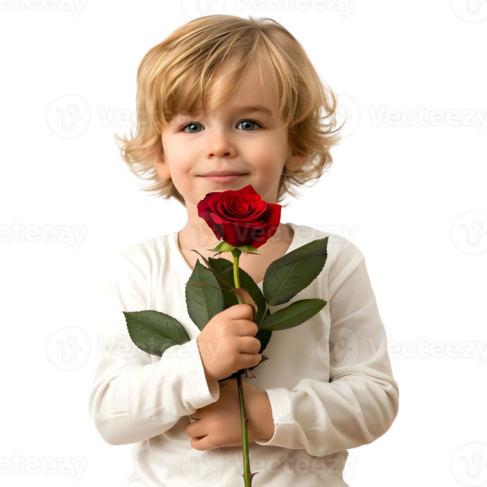 AI generated Boy Holding Rose in Hand on Transparent background - Ai Generated png