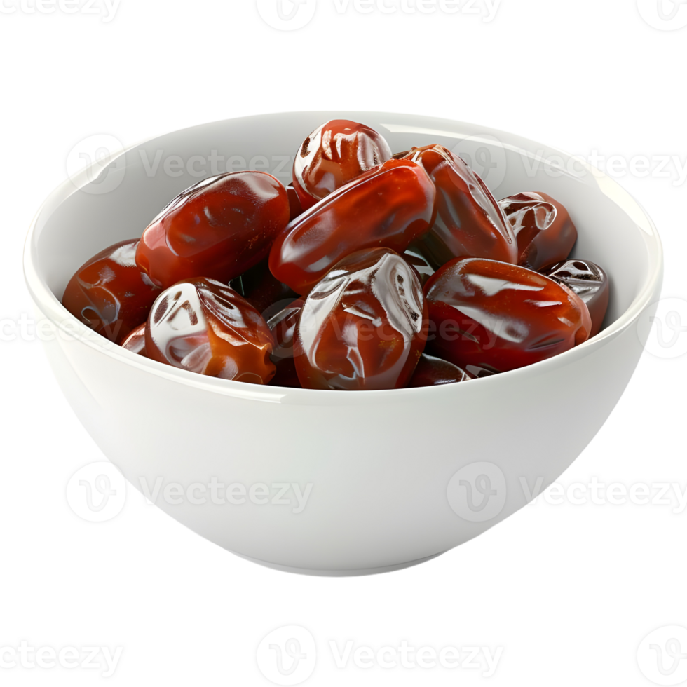AI generated 3D Rendering of a Dates in a Bowl on Transparent Background - Ai Generated png