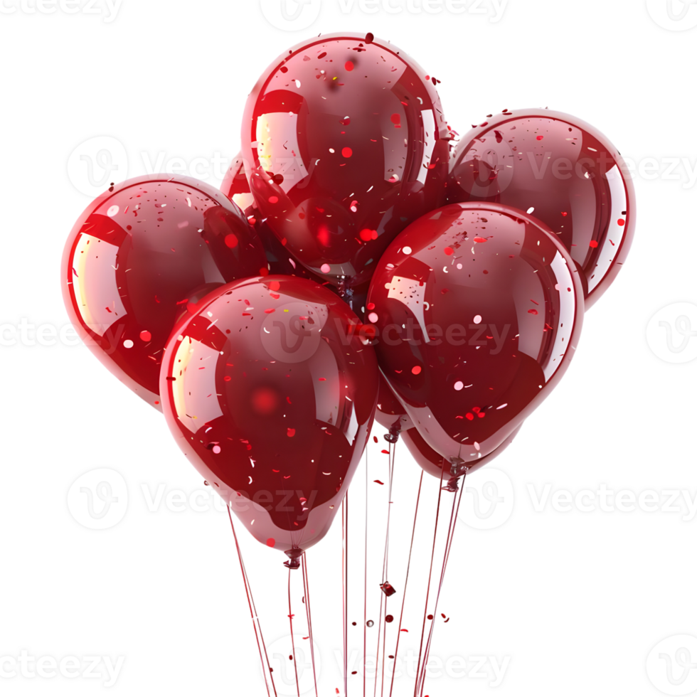 AI generated 3D Rendering of a Red Celebration Balloons on Transparent Background - Ai Generated png