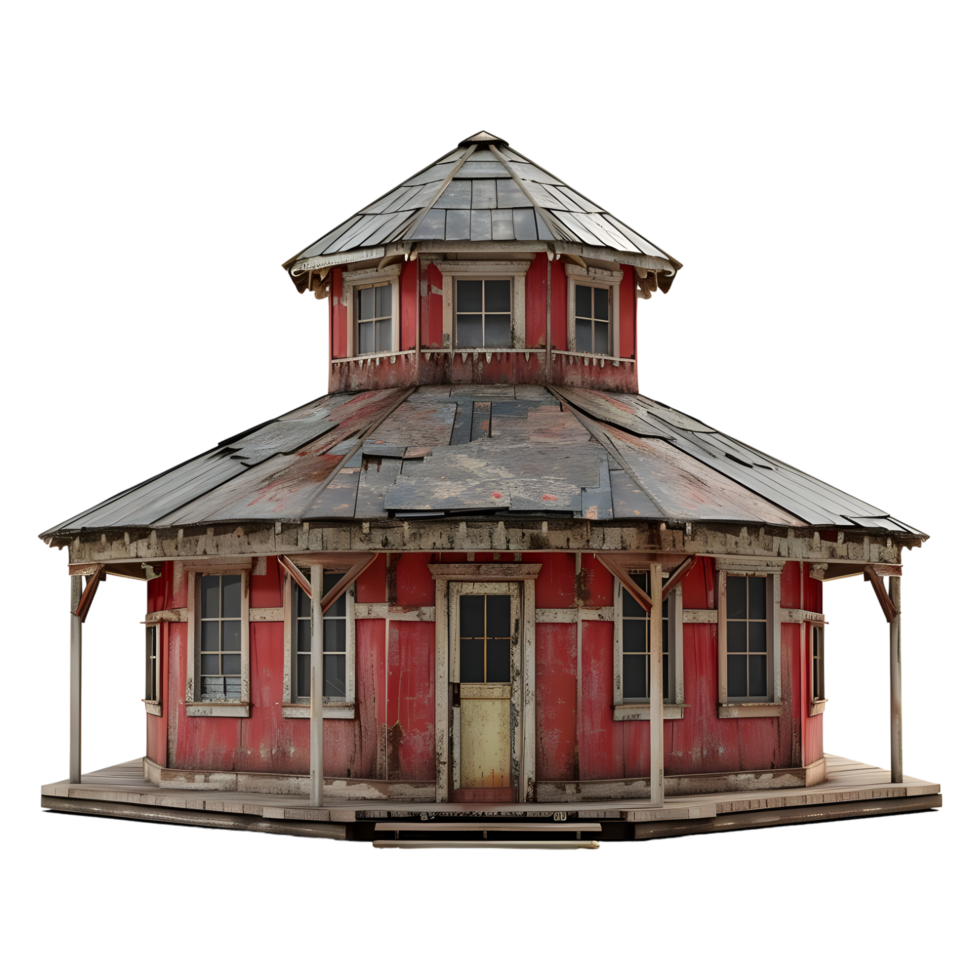 AI generated Rounded Vintage Wooden House on Transparent background - Ai Generated png