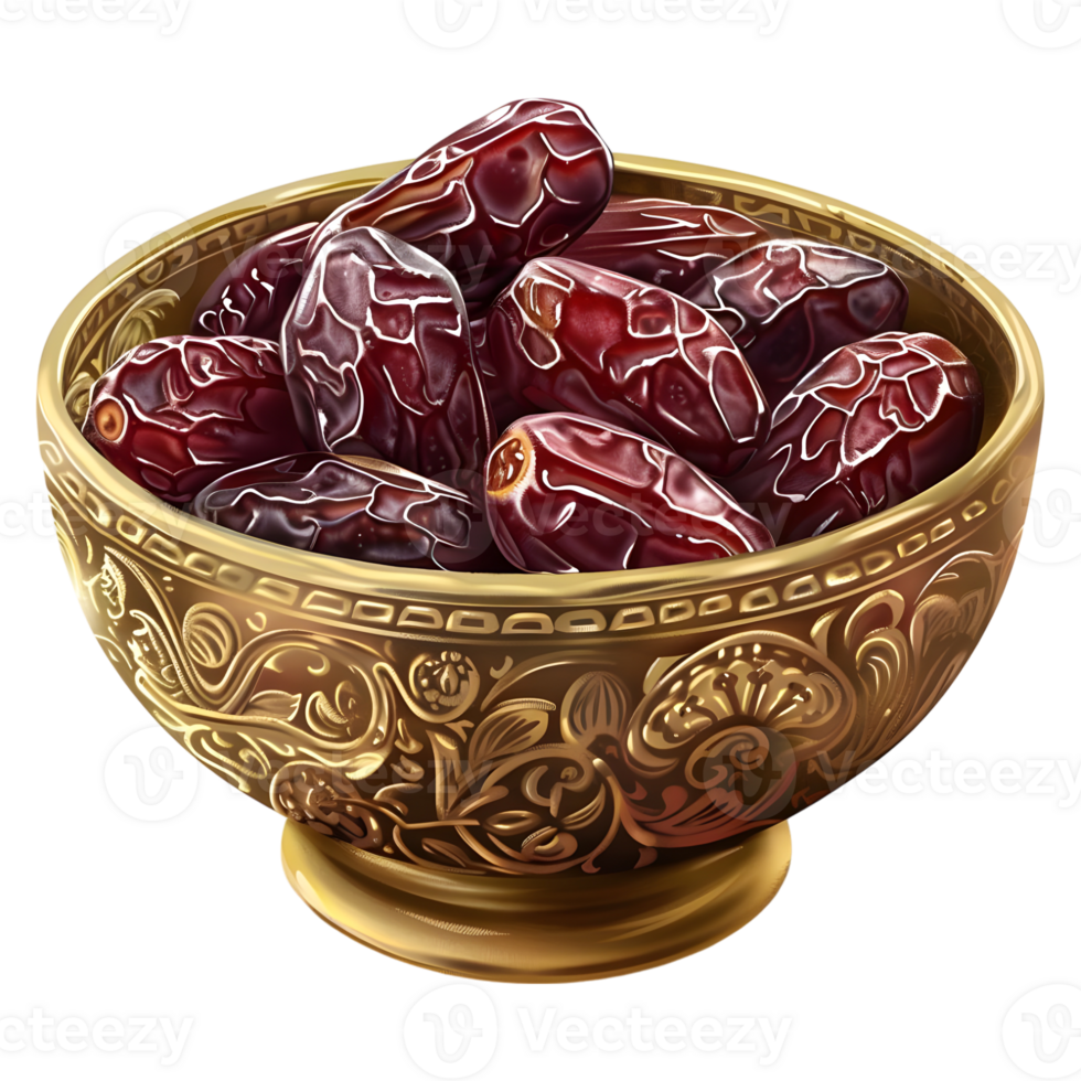 AI generated 3D Rendering of a Dates in a Bowl on Transparent Background - Ai Generated png