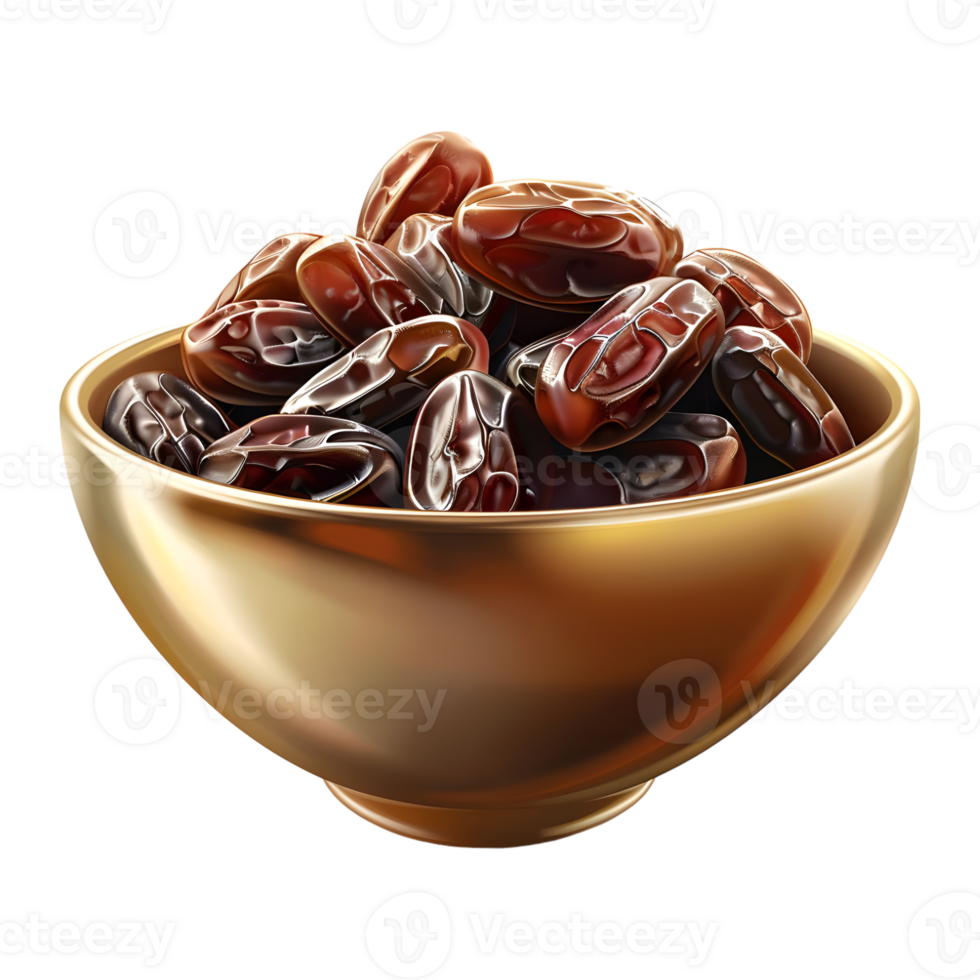 AI generated 3D Rendering of a Dates in a Bowl on Transparent Background - Ai Generated png