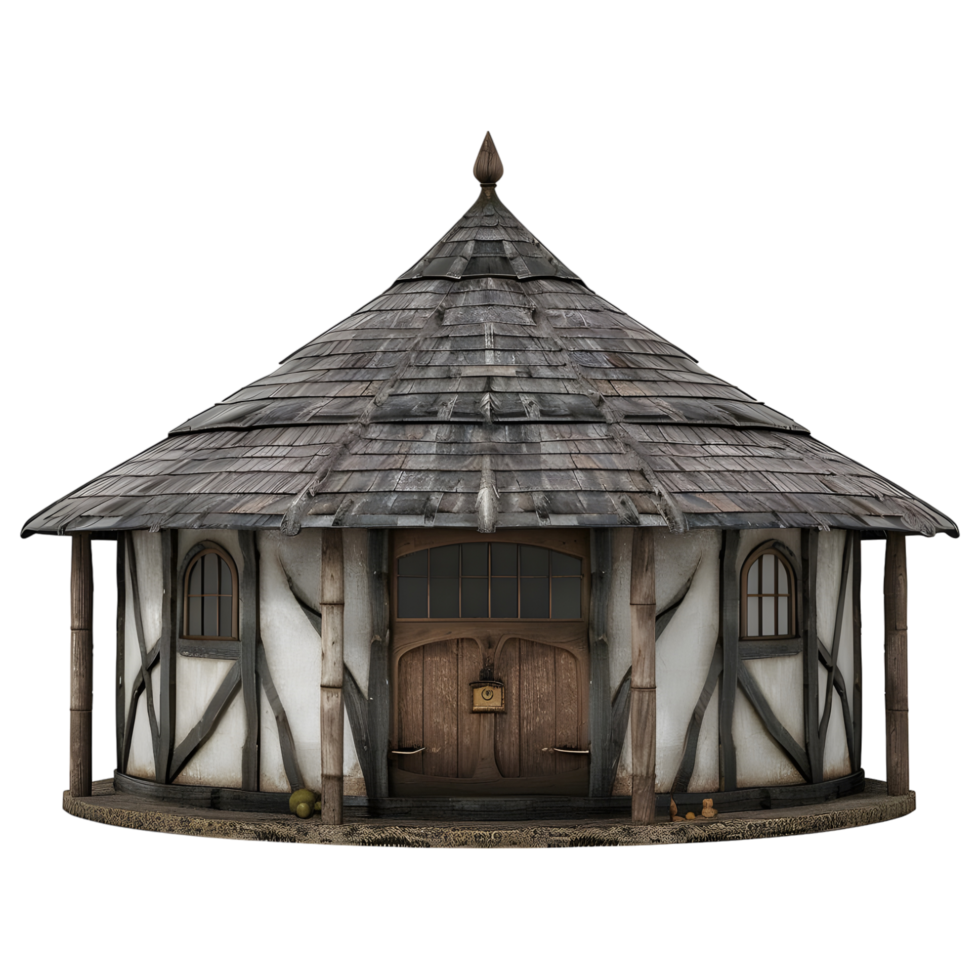 AI generated Rounded Vintage Wooden House on Transparent background - Ai Generated png