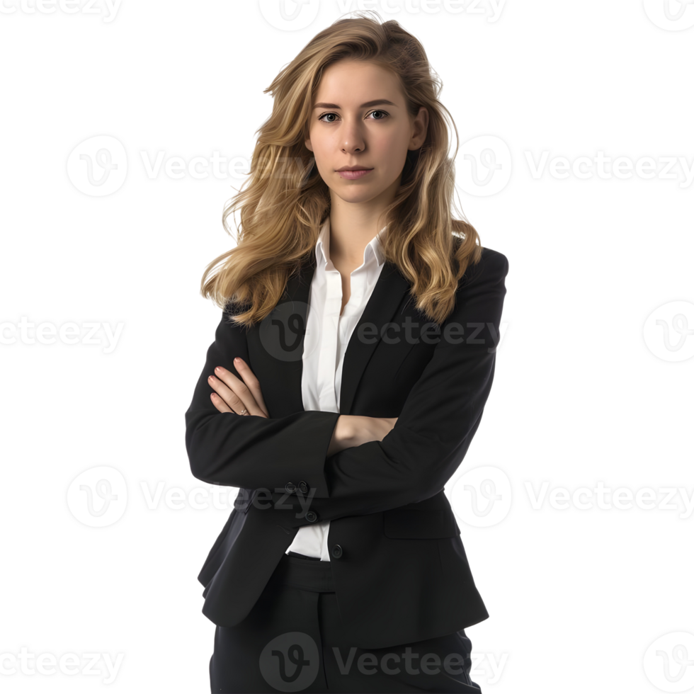 AI generated Business Woman Standing With Crossed Arms on Transparent background - Ai Generated png
