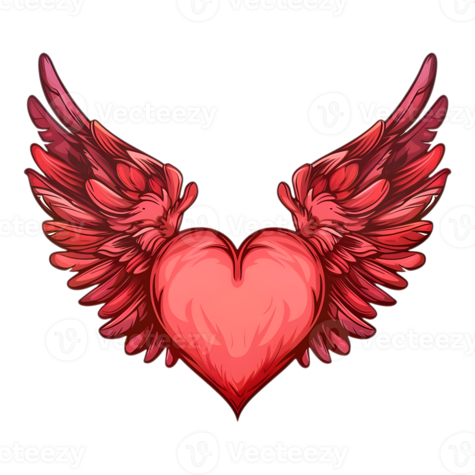 AI generated Sticker of a Love Heart With Wings On a Transparent Background - Ai Generated png