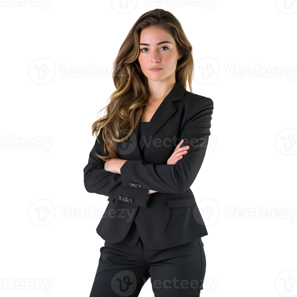 AI generated Business Woman Standing With Crossed Arms on Transparent background - Ai Generated png