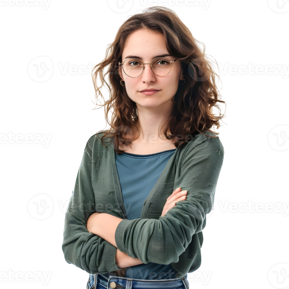 AI generated Business Woman Standing With Crossed Arms on Transparent background - Ai Generated png
