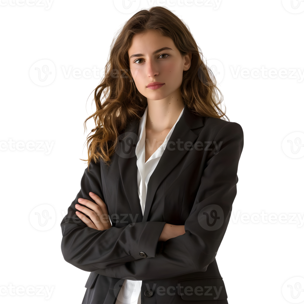 AI generated Business Woman Standing With Crossed Arms on Transparent background - Ai Generated png