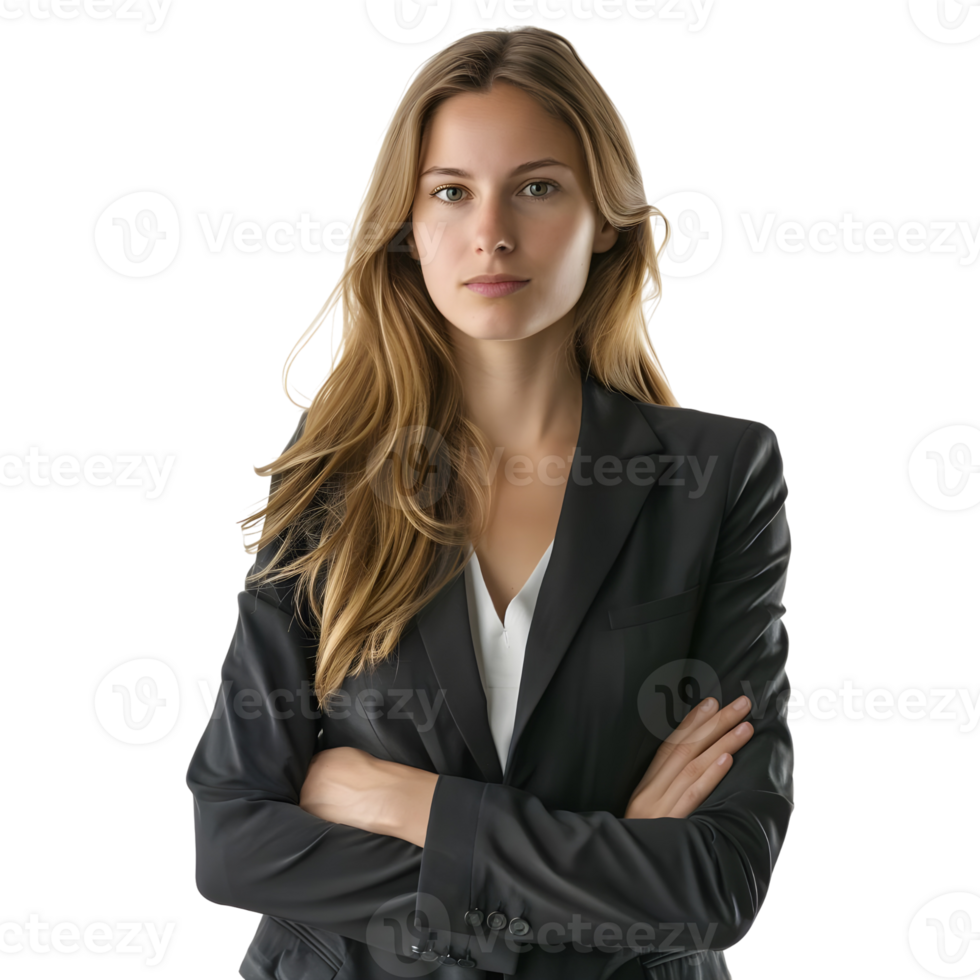 AI generated Business Woman Standing With Crossed Arms on Transparent background - Ai Generated png