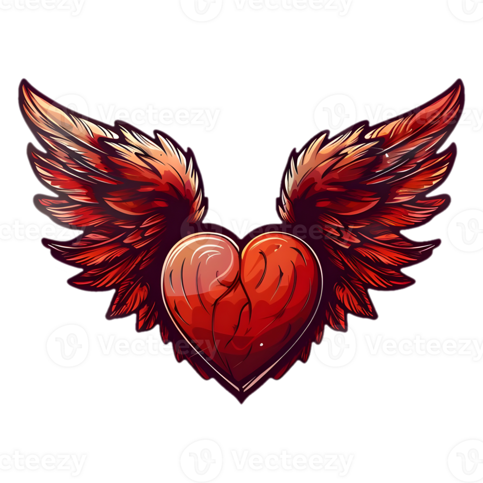 AI generated Sticker of a Love Heart With Wings On a Transparent Background - Ai Generated png