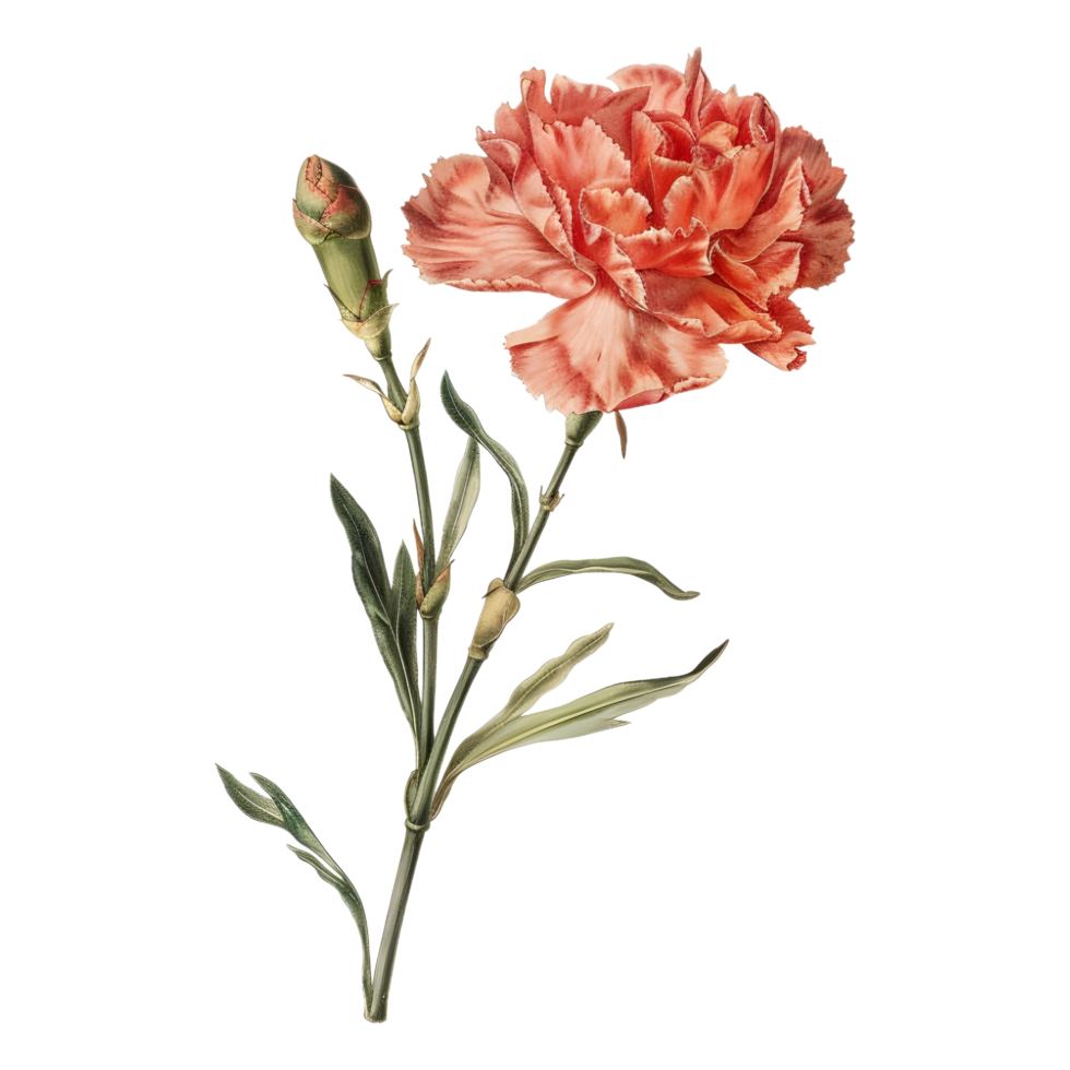 ai gerado 3d Renderização do uma cravo flor em transparente fundo - ai gerado png