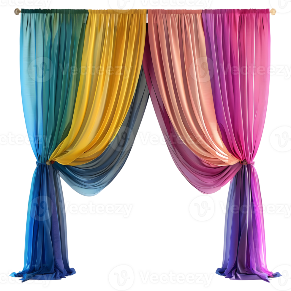 AI generated 3D Rendering of a Wall Colorful Curtains on Transparent Background - Ai Generated png