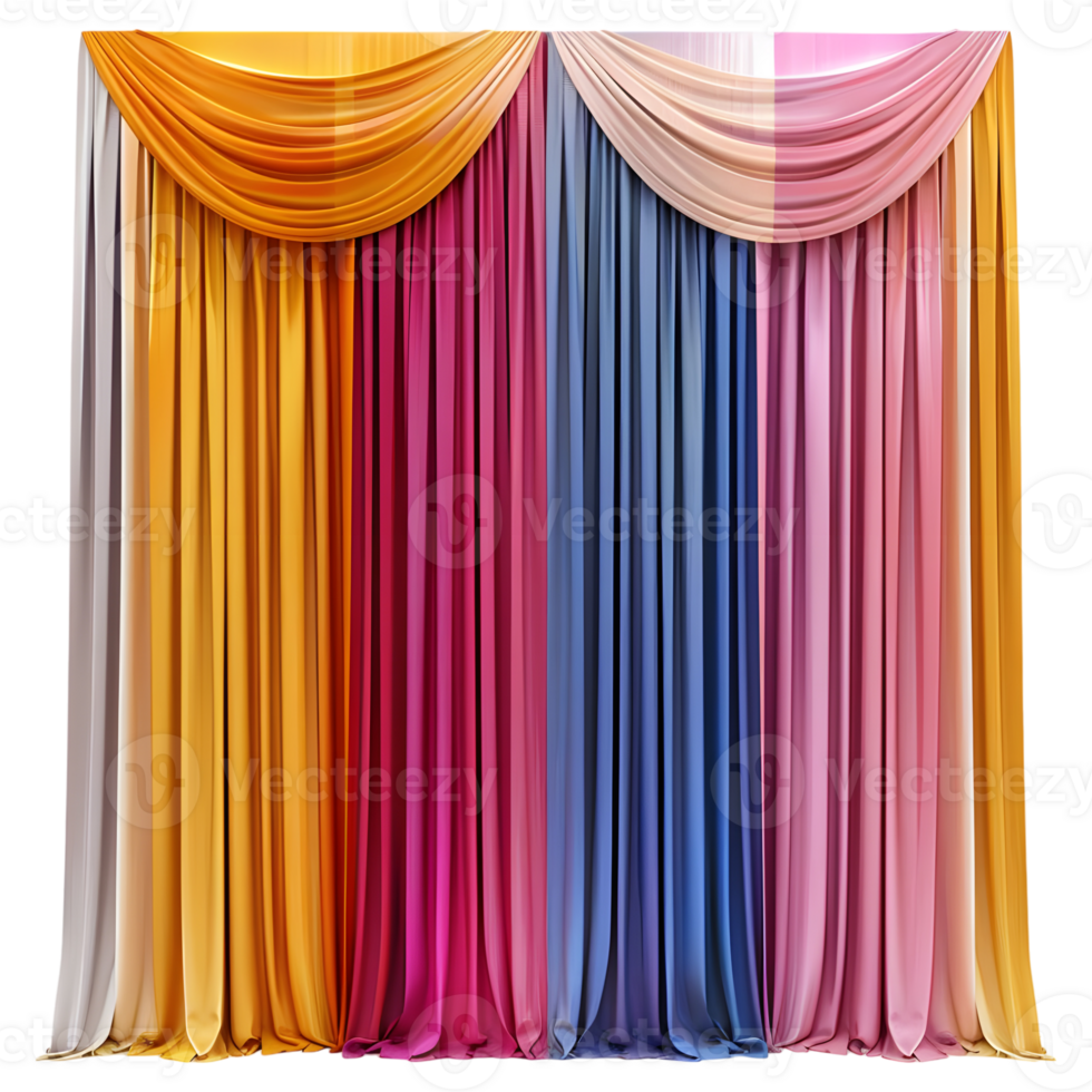 AI generated 3D Rendering of a Wall Colorful Curtains on Transparent Background - Ai Generated png