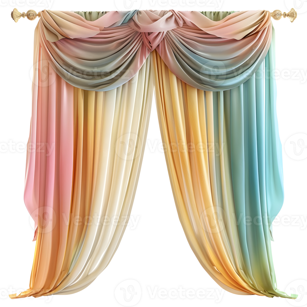 AI generated 3D Rendering of a Wall Colorful Curtains on Transparent Background - Ai Generated png