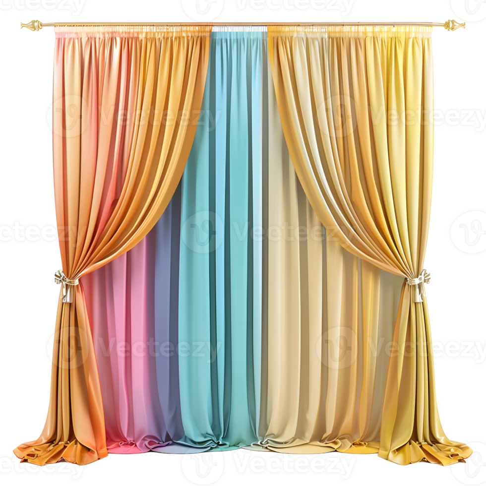 AI generated 3D Rendering of a Wall Colorful Curtains on Transparent Background - Ai Generated png