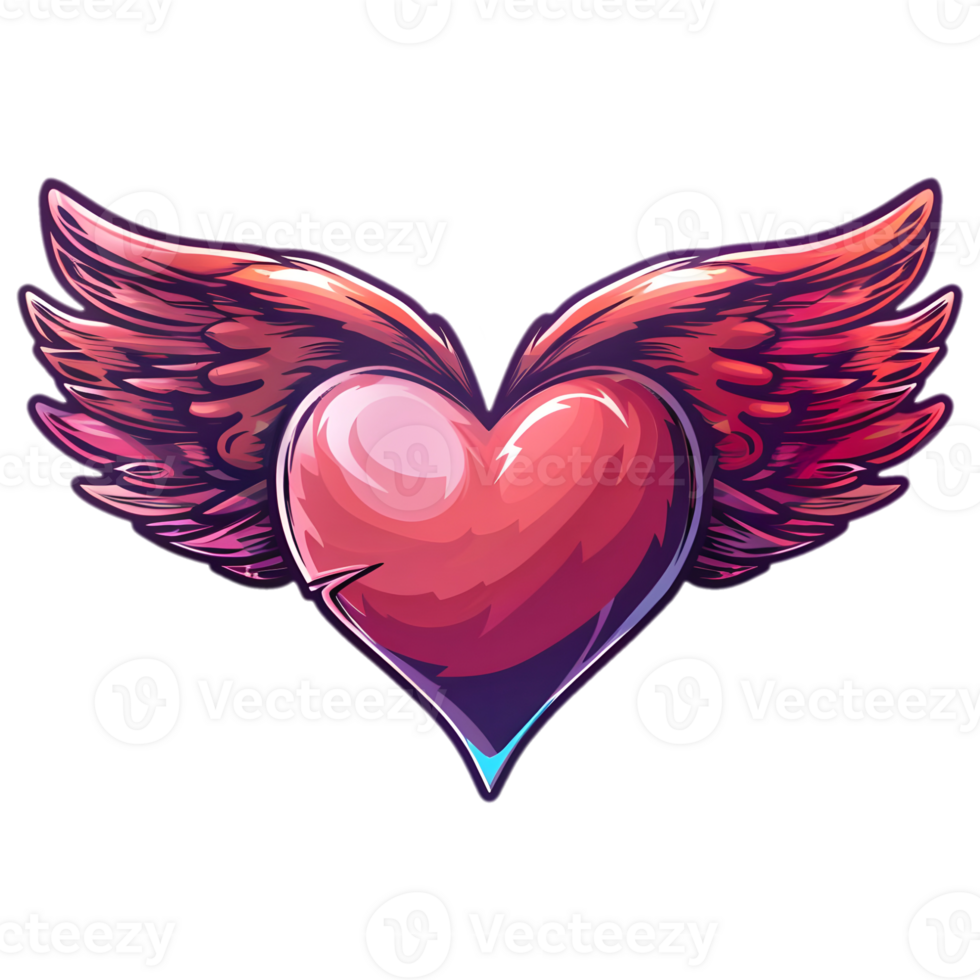 AI generated Sticker of a Love Heart With Wings On a Transparent Background - Ai Generated png