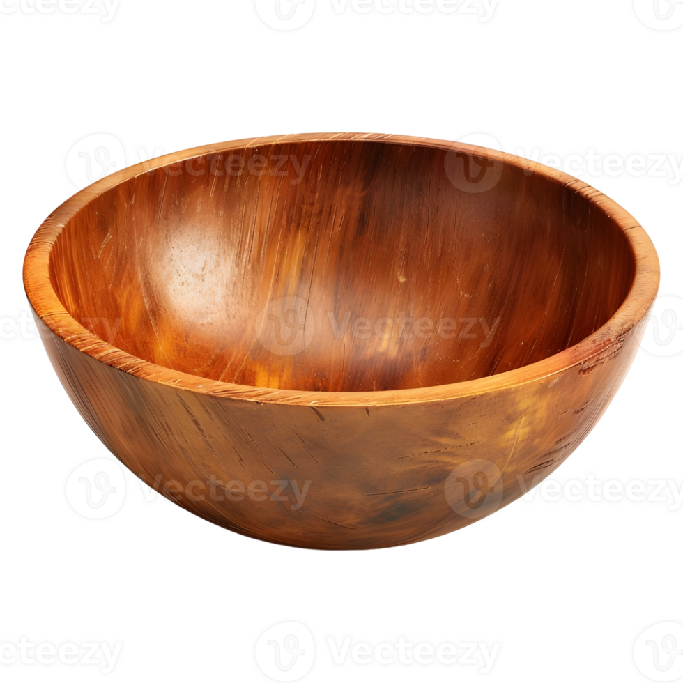 AI generated 3D Rendering of a Wooden Empty Bowl on Transparent Background - Ai Generated png