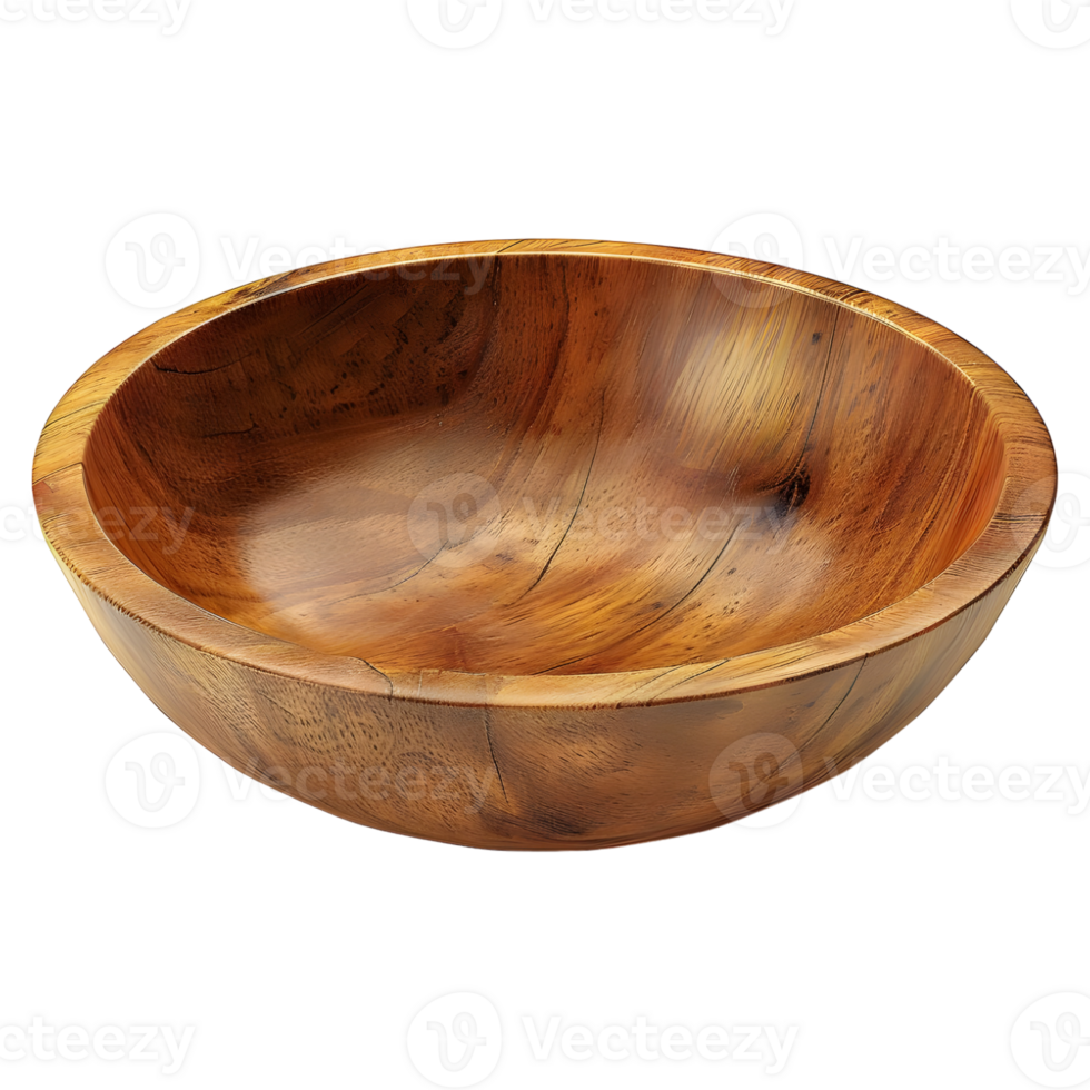 AI generated 3D Rendering of a Wooden Empty Bowl on Transparent Background - Ai Generated png