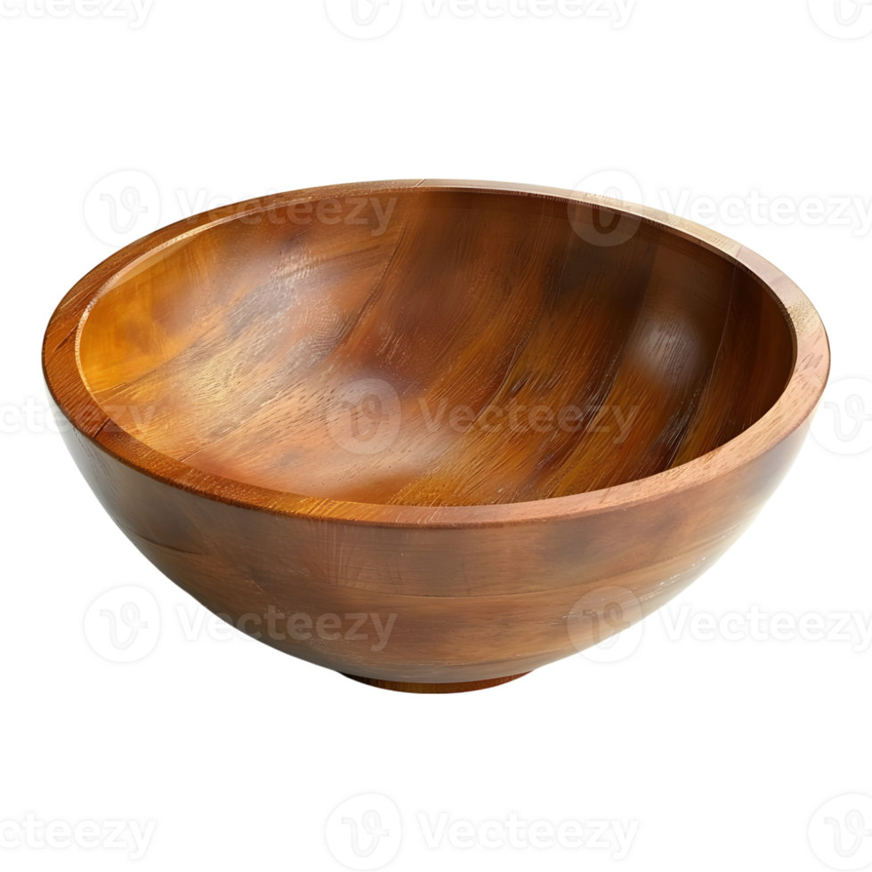 AI generated 3D Rendering of a Wooden Empty Bowl on Transparent Background - Ai Generated png