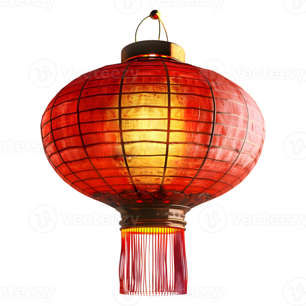 AI generated 3D Rendering of a Chinese Traditional Lamp or Lantern on Transparent Background - Ai Generated png