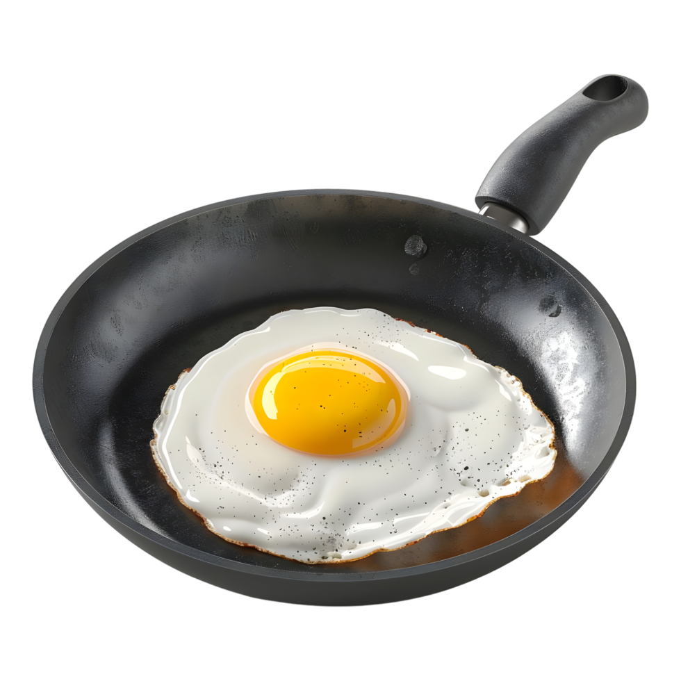 AI generated 3D Rendering of a Fried Egg in a Pan on Transparent Background - Ai Generated png