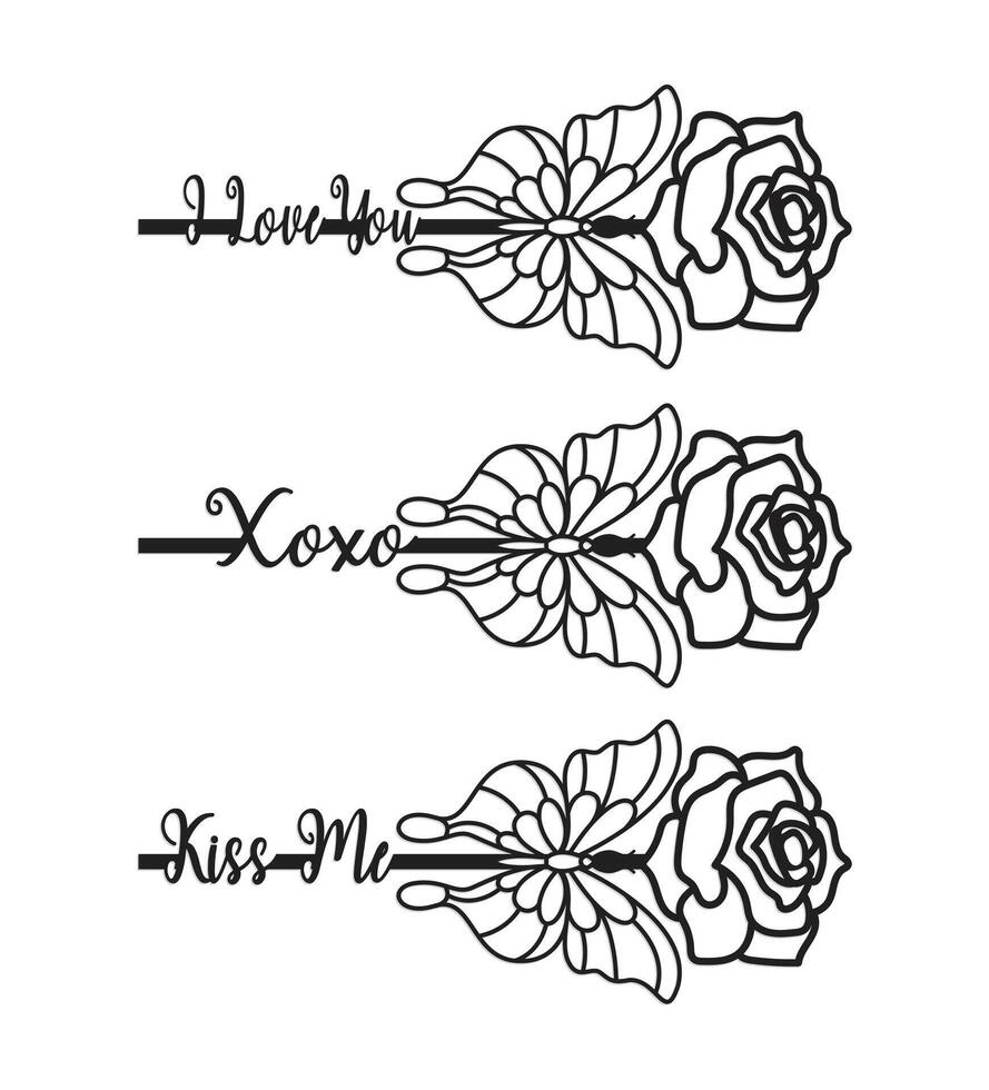 Laser Cut Valentine Rose gift design vector
