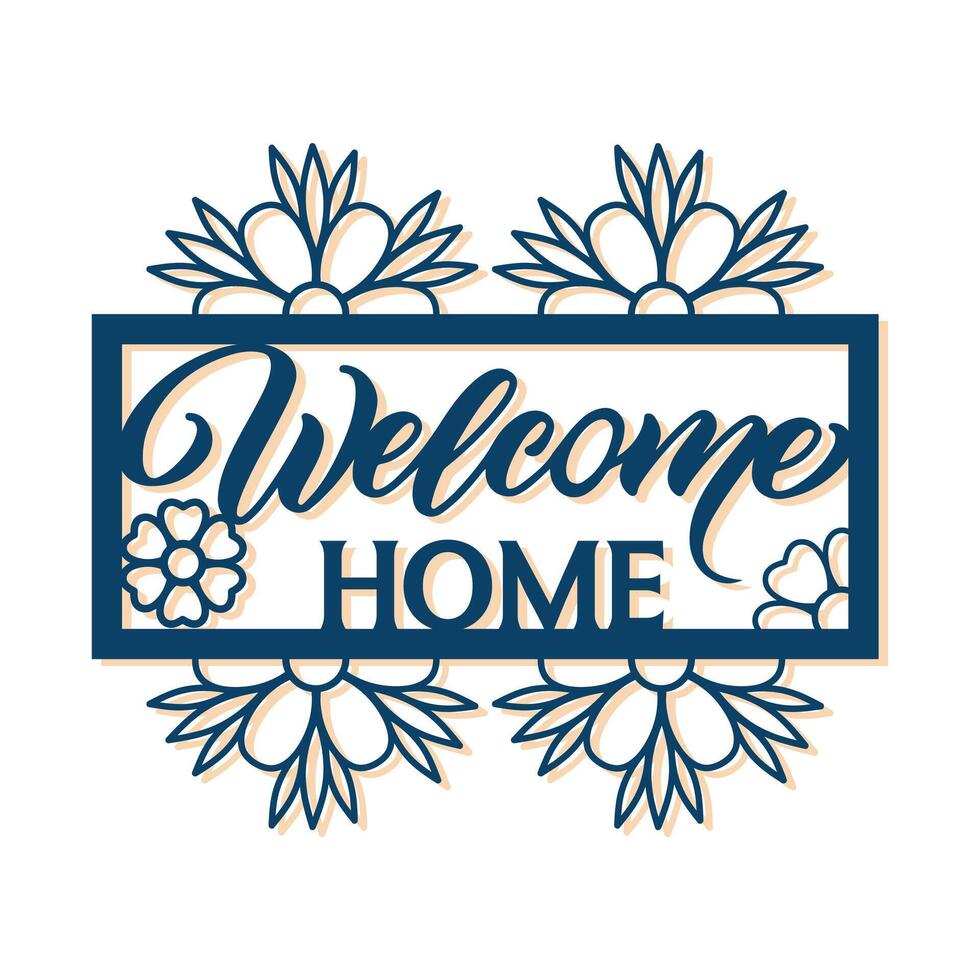 Laser Cut Wood Welcome sign Door Hanger Files vector