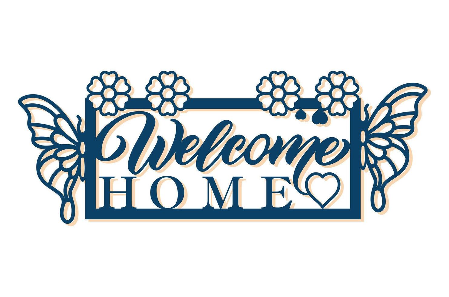 Laser Cut Wood Welcome sign Door Hanger Files vector