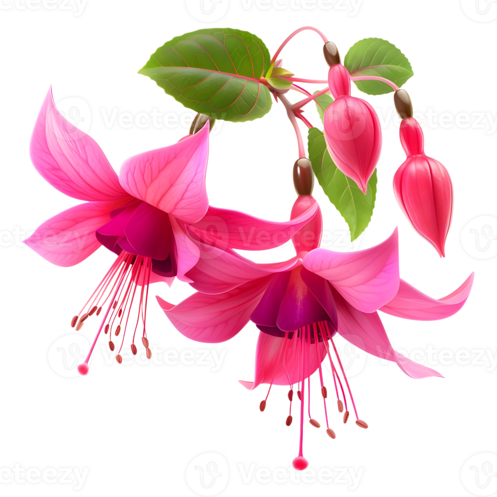 AI generated 3D Rendering of a Nicona Macartney or Fuchsia Flower on Transparent Background - Ai Generated png