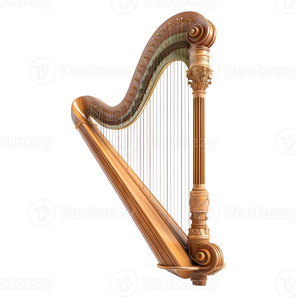 AI generated 3D Rendering of a Chromatic Harp on Transparent Background - Ai Generated png