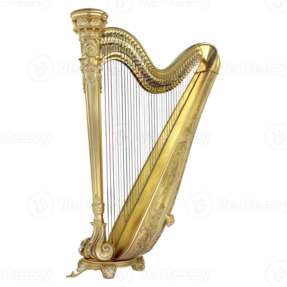 AI generated 3D Rendering of a Chromatic Harp on Transparent Background - Ai Generated png