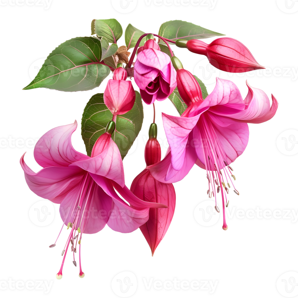 AI generated 3D Rendering of a Nicona Macartney or Fuchsia Flower on Transparent Background - Ai Generated png