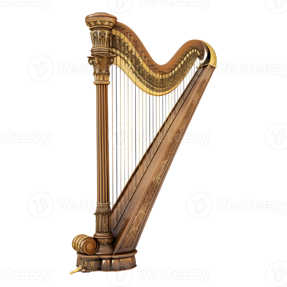 AI generated 3D Rendering of a Chromatic Harp on Transparent Background - Ai Generated png