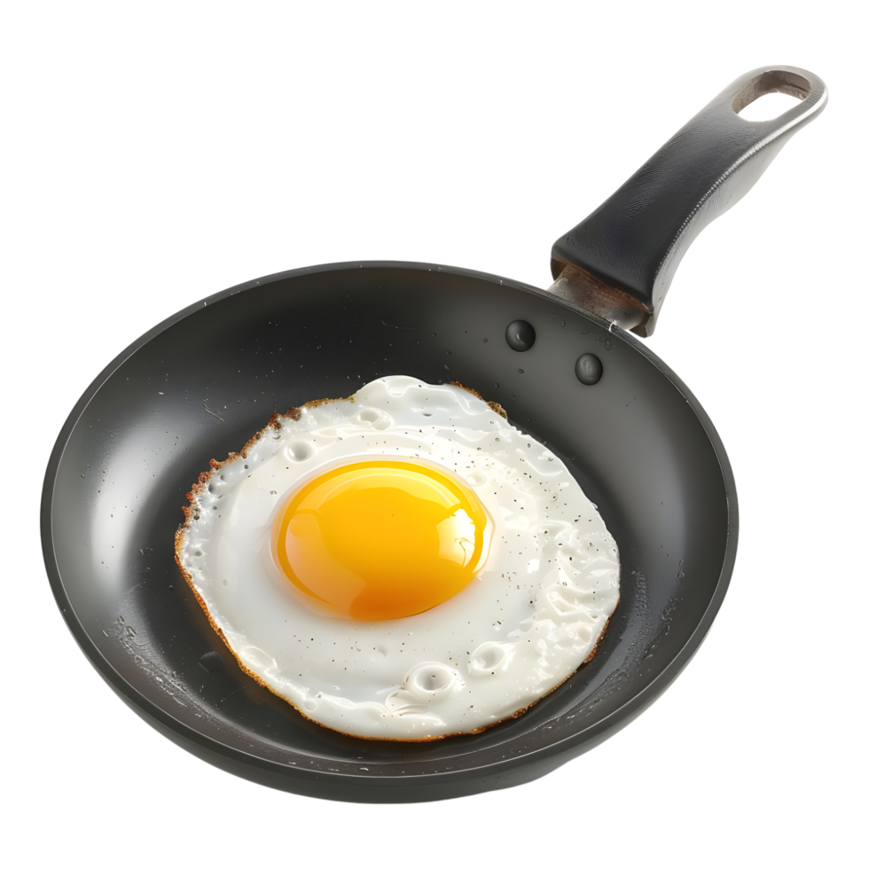 AI generated 3D Rendering of a Fried Egg in a Pan on Transparent Background - Ai Generated png