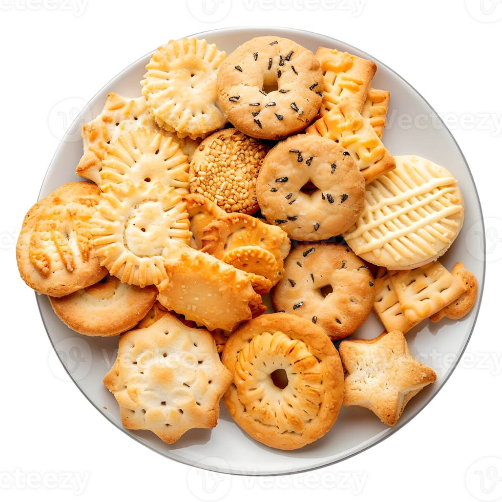 AI generated 3D Rendering of a Different Biscuits in a Plate on Transparent Background - Ai Generated png