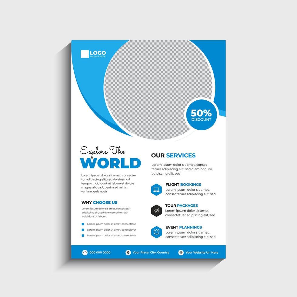 Modern Tour and Travel Agency Flyer Template Design vector