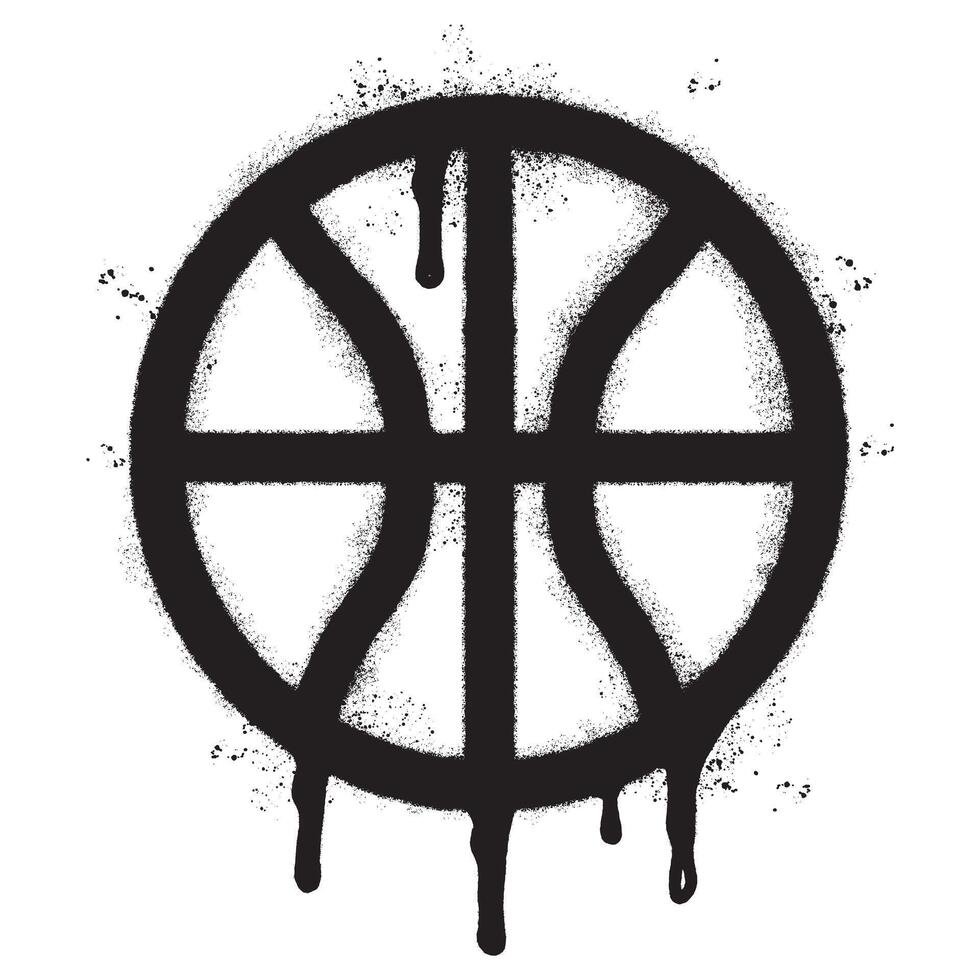 Spray Painted Graffiti Basketball icon Sprayed isolated with a white background. vector