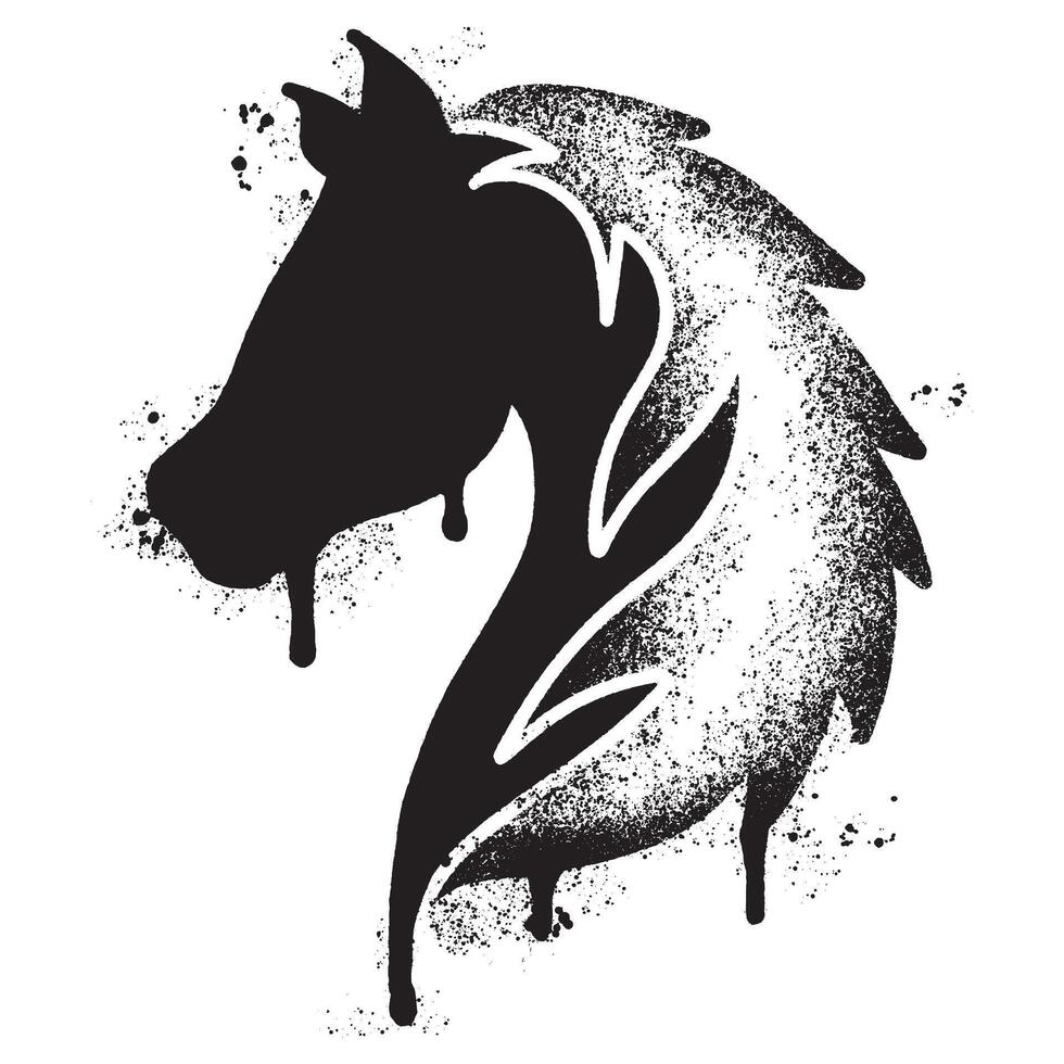 Spray Painted Graffiti horse icon Sprayed isolated with a white background. vector