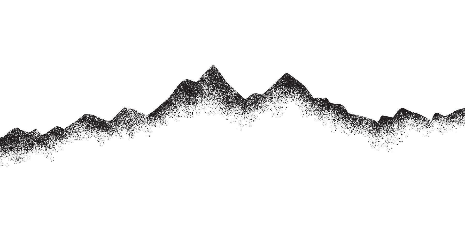rociar pintado pintada montaña icono rociado aislado con un blanco antecedentes. pintada volcán con terminado rociar en negro terminado blanco. vector