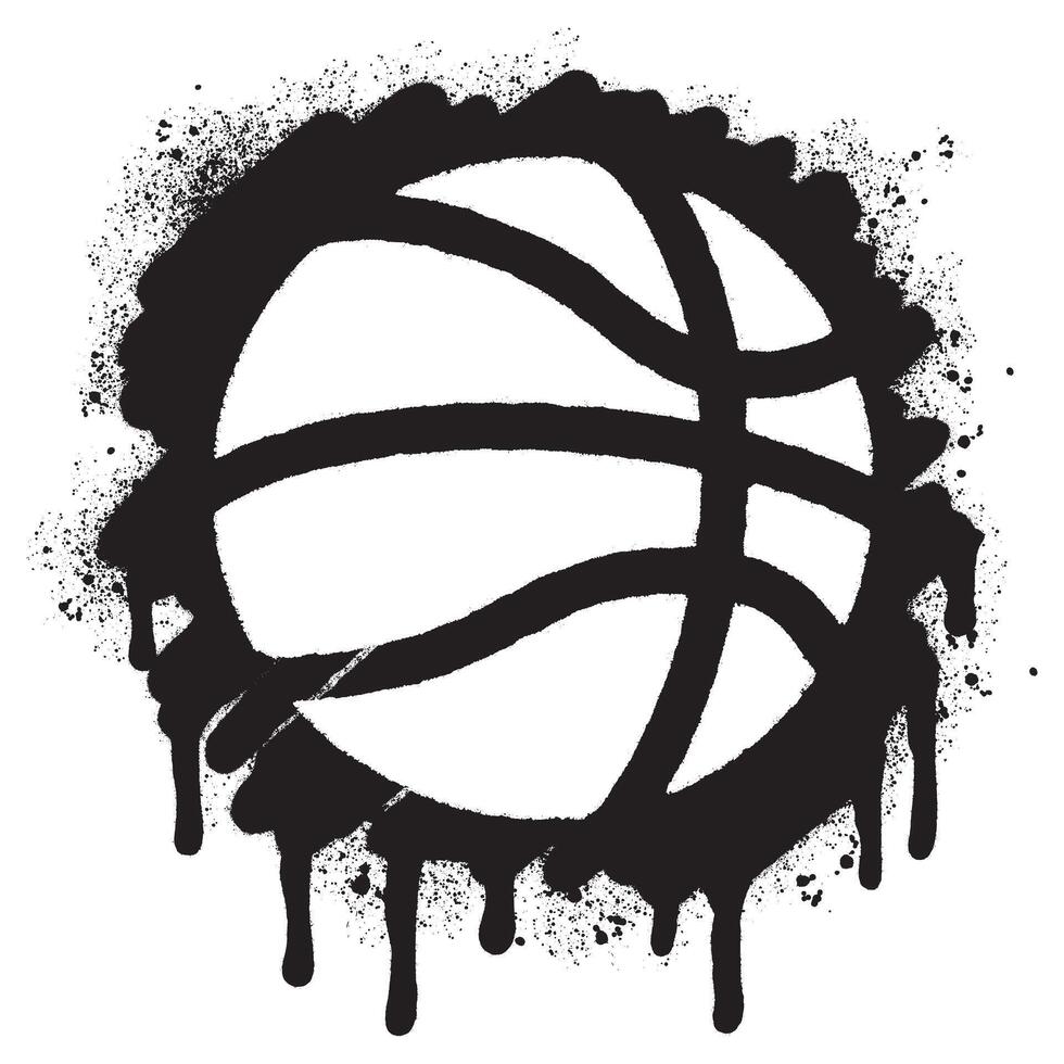 Spray Painted Graffiti Basketball icon Sprayed isolated with a white background. vector