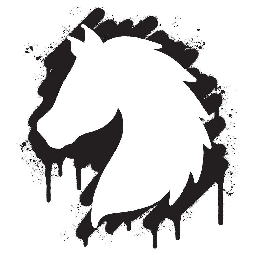 Spray Painted Graffiti horse icon Sprayed isolated with a white background. vector